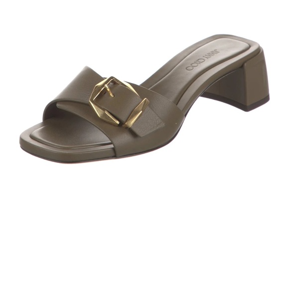 Jimmy Choo Hawke Mule in Caper Green/Gold accents comes with box & 2 dust bags